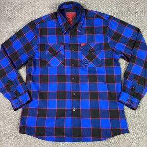 Dixxon Flannel Shirt Voorhees Friday The 13th Men's Large Blue Black Red Plaid